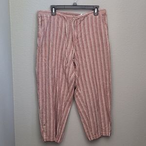 Vintage Columbia Canvas style Pinstripe Capri Drawstring Pants Size Large